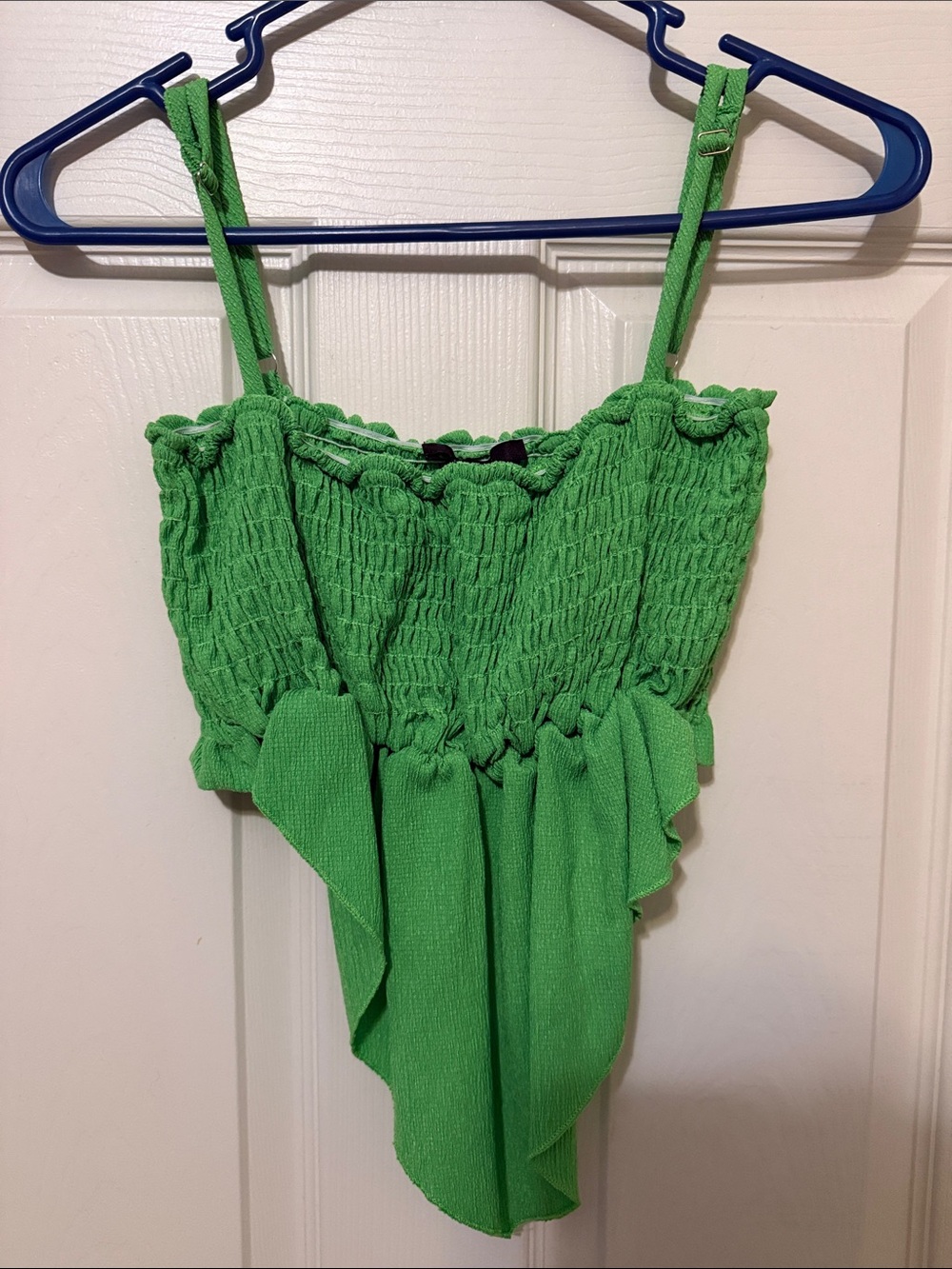 Forever 21 Green Smocked Ruffle Tank Top